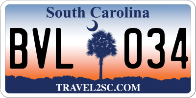 SC license plate BVL034