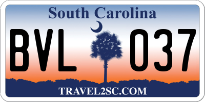 SC license plate BVL037