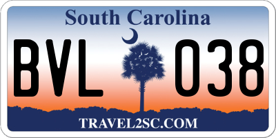 SC license plate BVL038