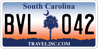 SC license plate BVL042
