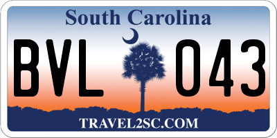 SC license plate BVL043