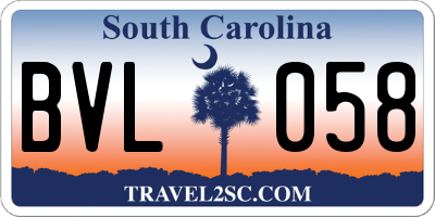 SC license plate BVL058