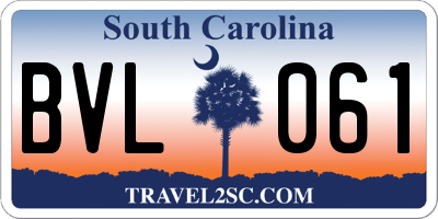 SC license plate BVL061