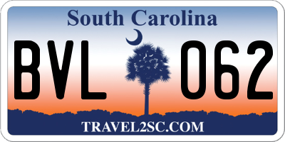 SC license plate BVL062