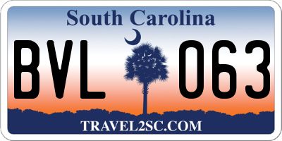 SC license plate BVL063