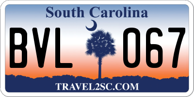 SC license plate BVL067
