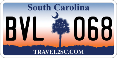 SC license plate BVL068