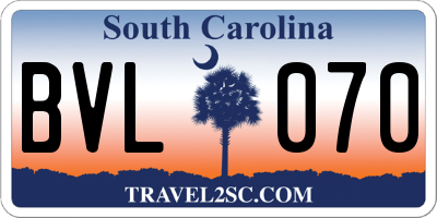 SC license plate BVL070