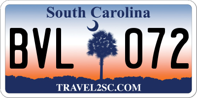 SC license plate BVL072