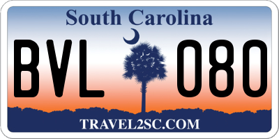 SC license plate BVL080