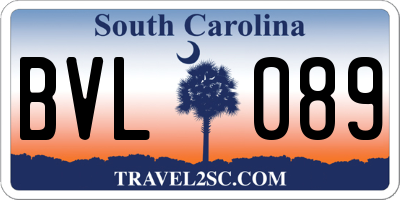 SC license plate BVL089