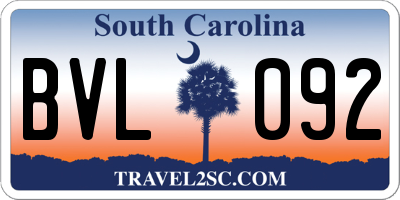 SC license plate BVL092
