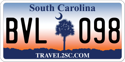 SC license plate BVL098