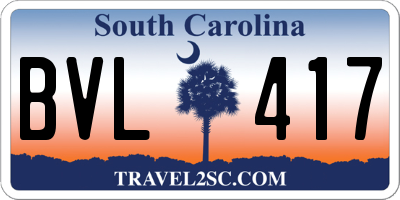 SC license plate BVL417