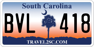 SC license plate BVL418