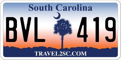 SC license plate BVL419