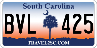 SC license plate BVL425