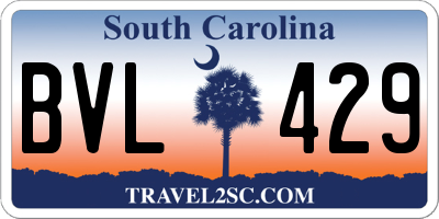 SC license plate BVL429