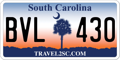 SC license plate BVL430