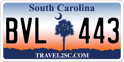 SC license plate BVL443