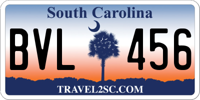SC license plate BVL456