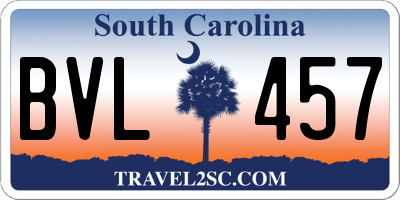 SC license plate BVL457