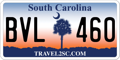 SC license plate BVL460
