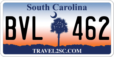 SC license plate BVL462
