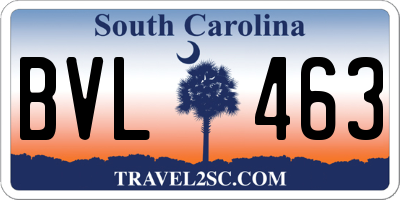 SC license plate BVL463