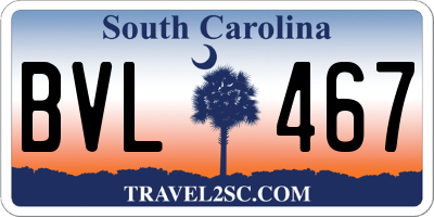 SC license plate BVL467