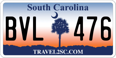 SC license plate BVL476