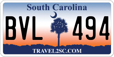SC license plate BVL494