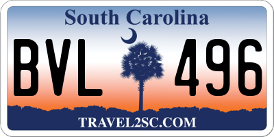 SC license plate BVL496