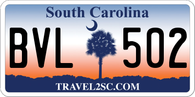 SC license plate BVL502