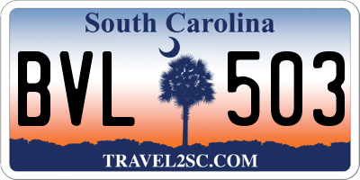 SC license plate BVL503