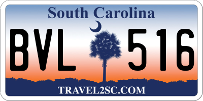 SC license plate BVL516