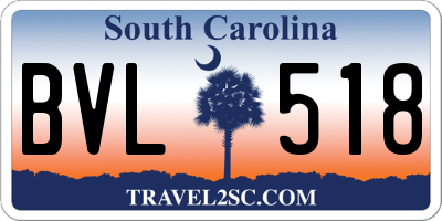 SC license plate BVL518