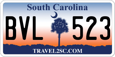 SC license plate BVL523