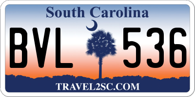SC license plate BVL536