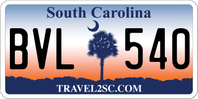 SC license plate BVL540