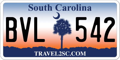 SC license plate BVL542