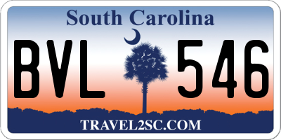 SC license plate BVL546