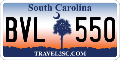SC license plate BVL550