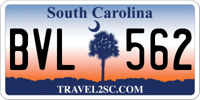 SC license plate BVL562