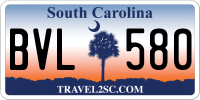 SC license plate BVL580