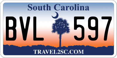 SC license plate BVL597
