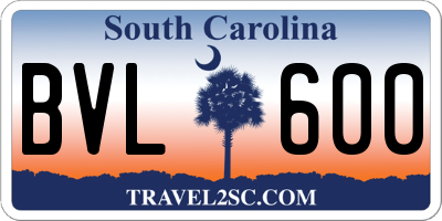 SC license plate BVL600