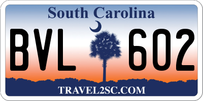 SC license plate BVL602