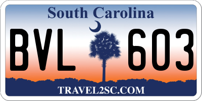 SC license plate BVL603