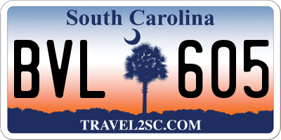 SC license plate BVL605